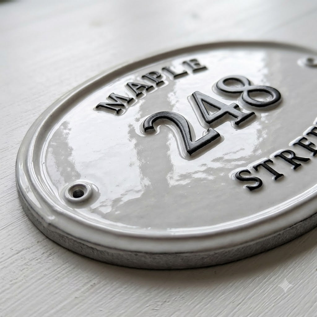 The Maple Oval — Classic Cast Aluminum Address Plaque