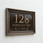 Roman Villa House Number Plaque | Custom Cast Aluminum Address Sign