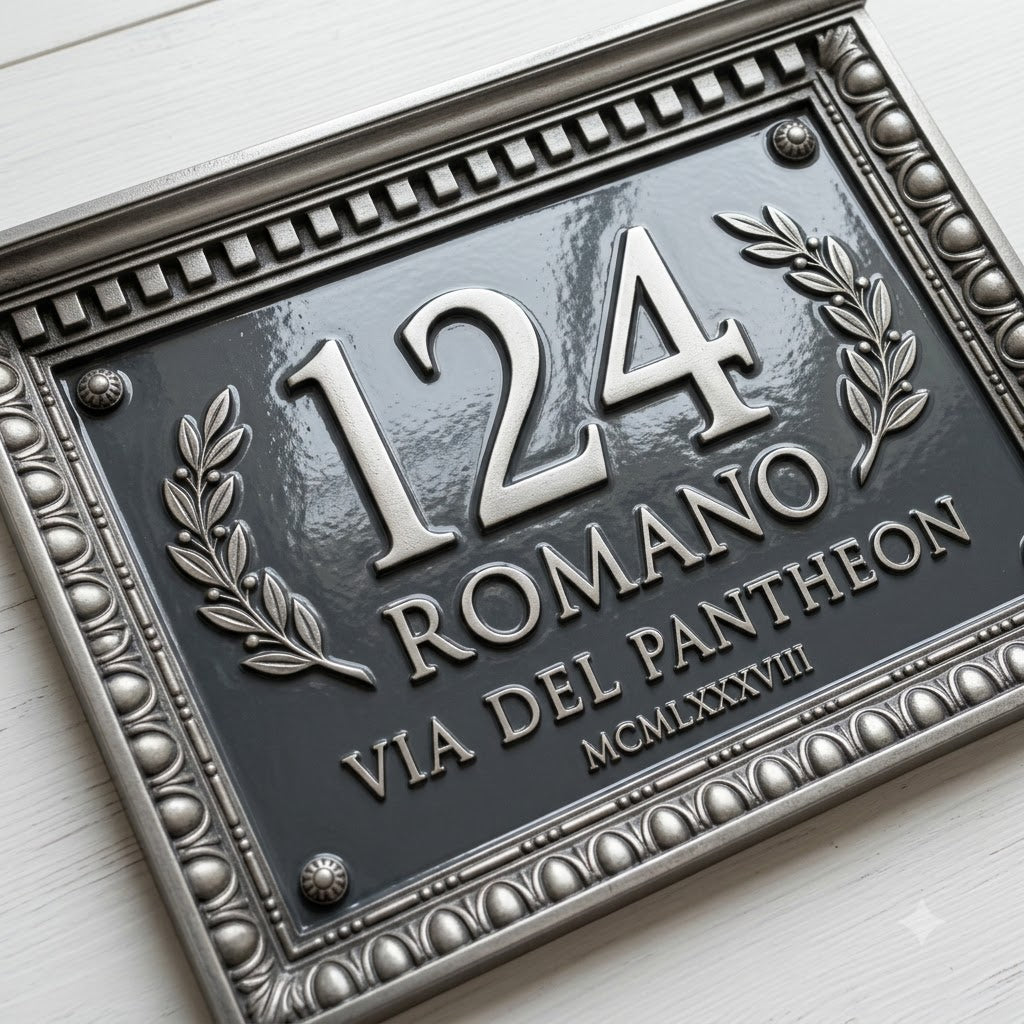 Roman Classical House Number Plaque | Personalized Cast Aluminum Address Sign