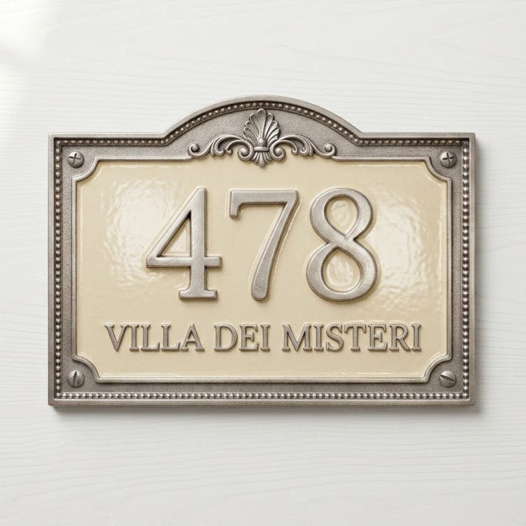 Roman Villa House Number Plaque | Custom Cast Aluminum Address Sign