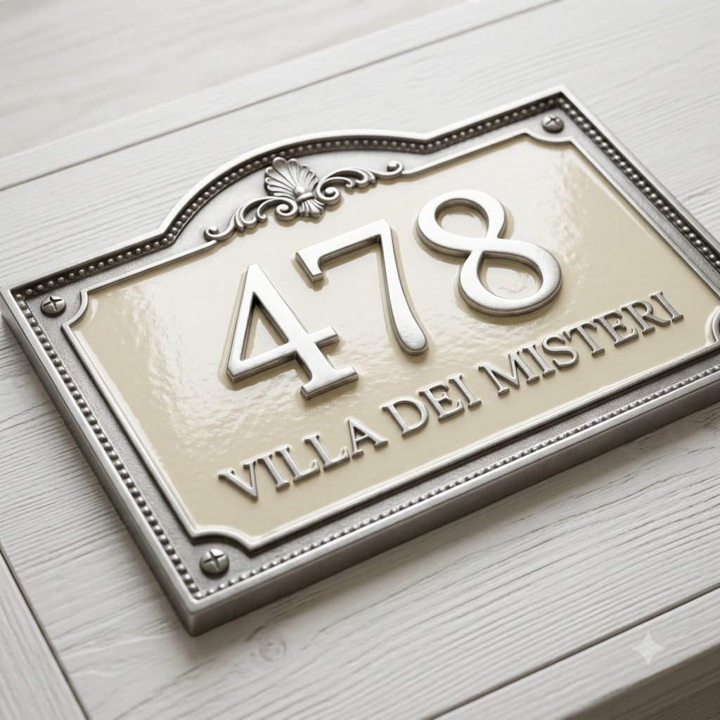 Roman Villa House Number Plaque | Custom Cast Aluminum Address Sign