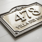 Roman Villa House Number Plaque | Custom Cast Aluminum Address Sign