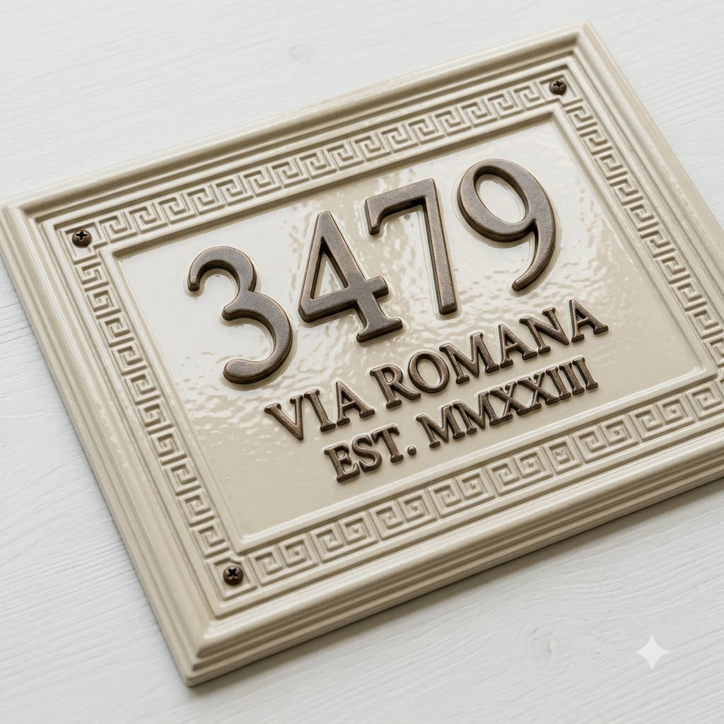 Classical Roman House Number Plaque | Custom Cast Aluminum Address Sign