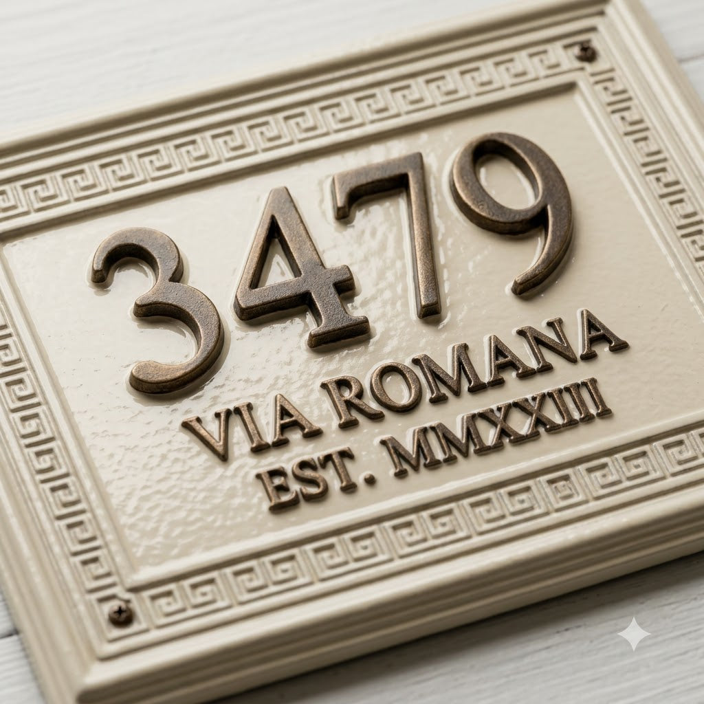Classical Roman House Number Plaque | Custom Cast Aluminum Address Sign