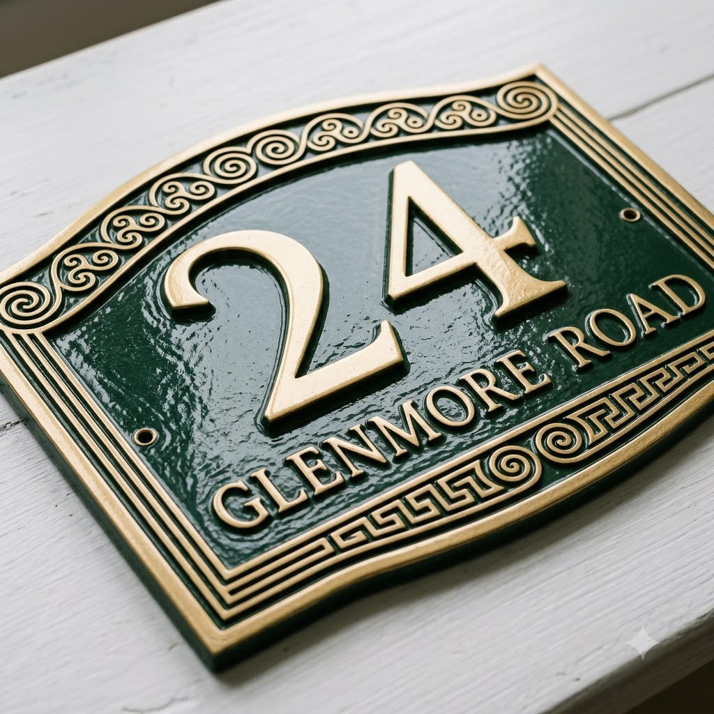 Cast Aluminum House Number Plaque – Ornate Address Sign | Ridgeco Design