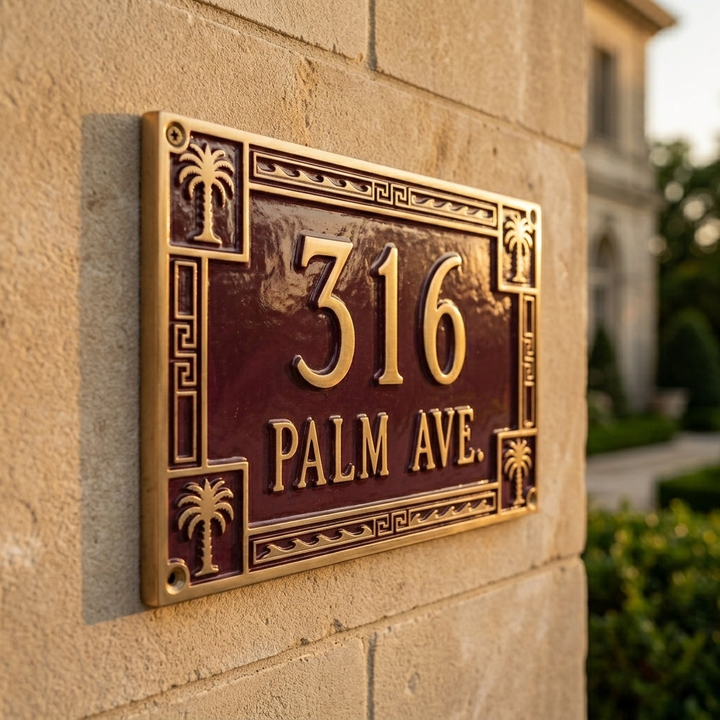 Phoenicia Heritage Cast Aluminum Address Plaque | Personalized House Number Sign