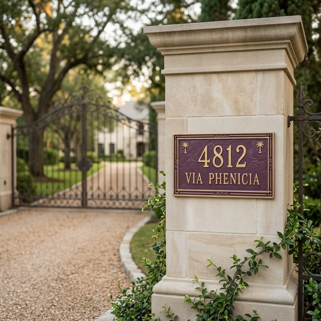 Custom Cast Aluminum House Number Plaque | Personalized Address Sign
