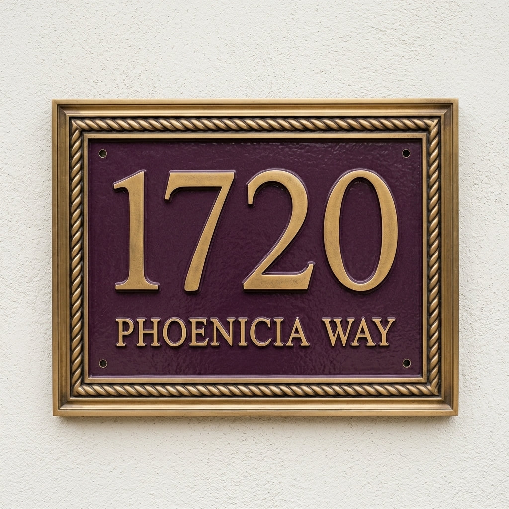 Custom Cast Aluminum House Number Plaque | Personalized Address Sign