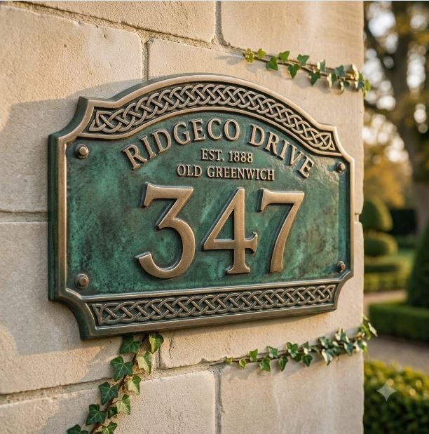 Ornate Cast Aluminum House Address Plaque – Custom House Number Sign | RidgeCo Design
