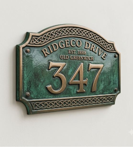 Ornate Cast Aluminum House Address Plaque – Custom House Number Sign | RidgeCo Design